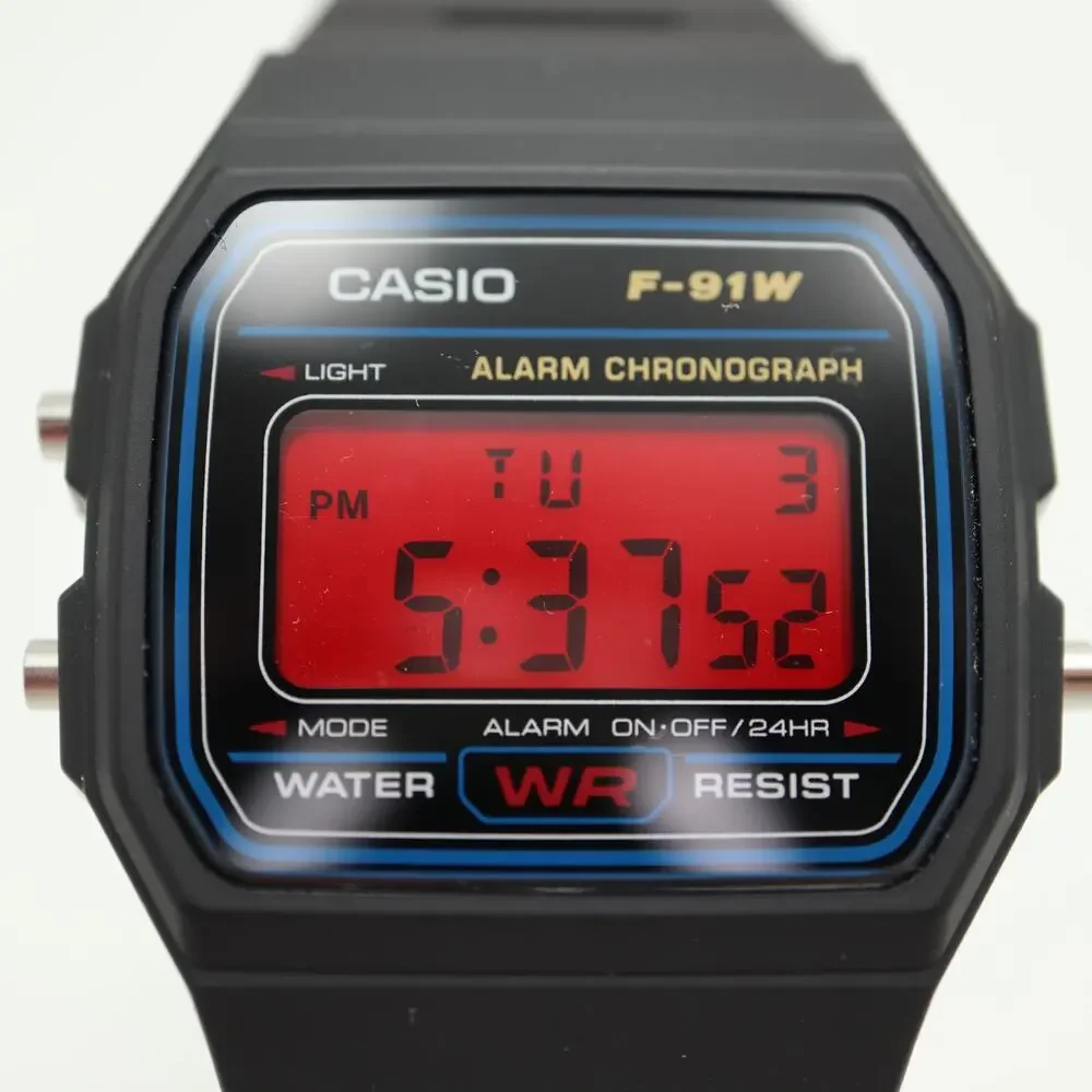 Casio F-91W Custom Mod UPGRADED BACKLIGHT Color Screen Red Crimson Digital Watch
